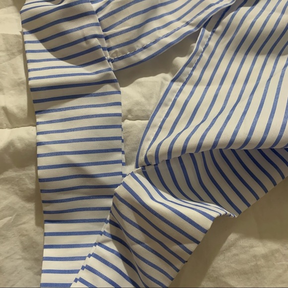 Blue and White Striped Cami Crop Top with Lace Trim and Tie Back - NWOT - Picture 10 of 15